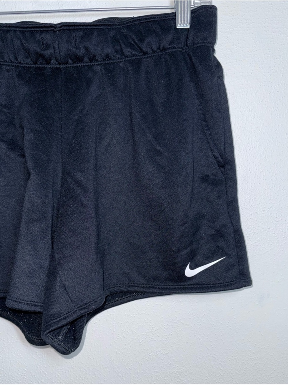 Nike Dri Fit Sweat Shorts Black Logo Waistband Mid-rise Athleisure Small Women’s - Picture 4 of 12